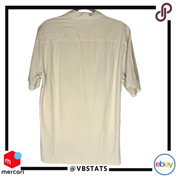Tommy Bahama Men's Silk Embroidered Short Sleeve Button Up Shirt Beige Sz Small - Picture 2 of 8